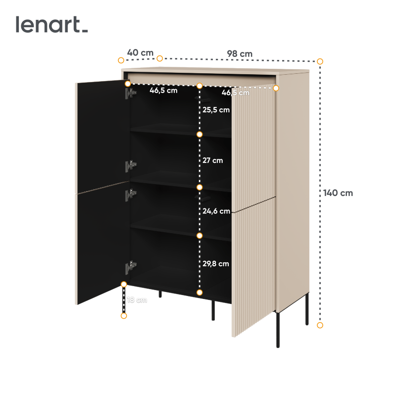 TREND TR-03 Kommode – 4 Türen, LED-Beleuchtung, Ideal für Flur