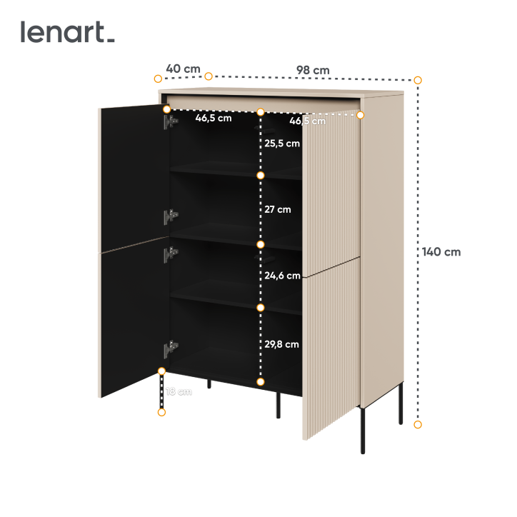 TREND TR-03 – Kommode mit LED-Beleuchtung, 4 Türen