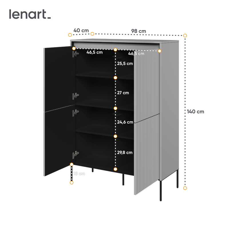 TREND TR-03 Kommode – 4 Türen, LED-Beleuchtung, Ideal für Flur