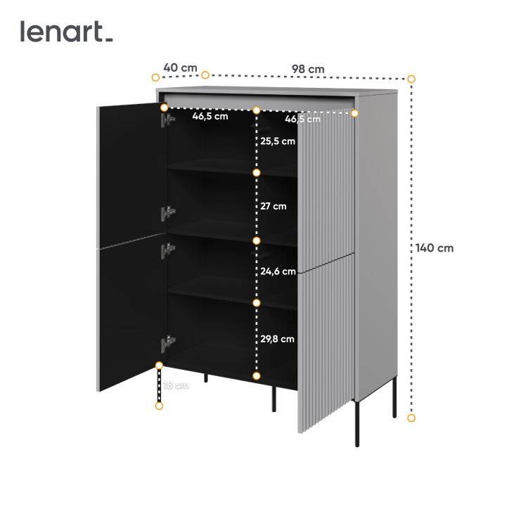 TREND TR-03 – Kommode mit LED-Beleuchtung, 4 Türen