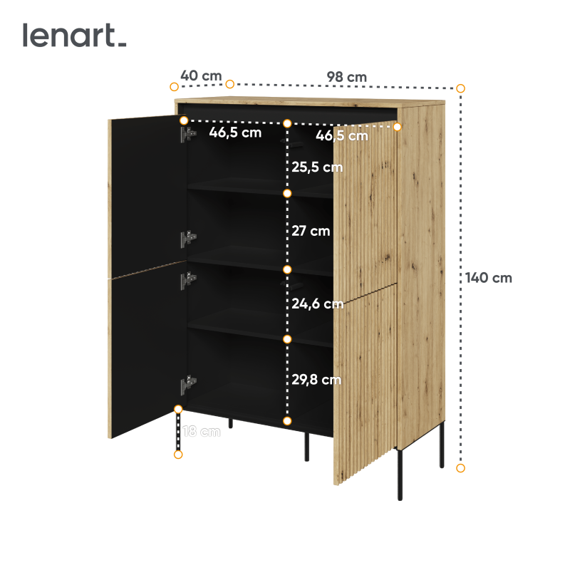 TREND TR-03 Kommode – 4 Türen, LED-Beleuchtung, Ideal für Flur