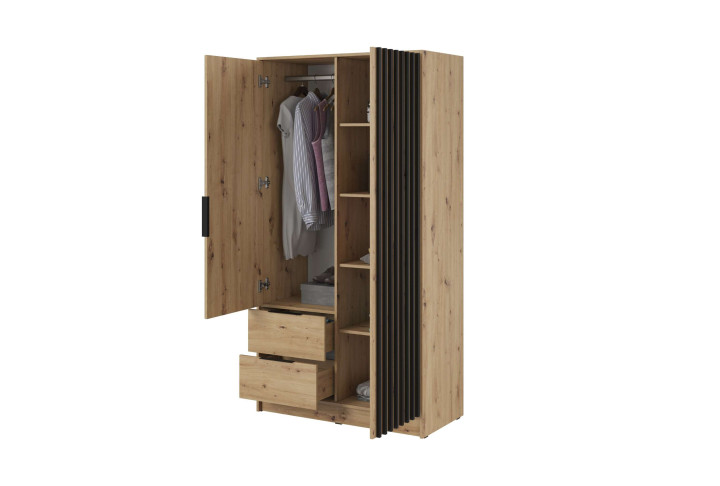 ARTISAN 2D Kleiderschrank – Modernes Design mit Lamellenfront, 105 cm
