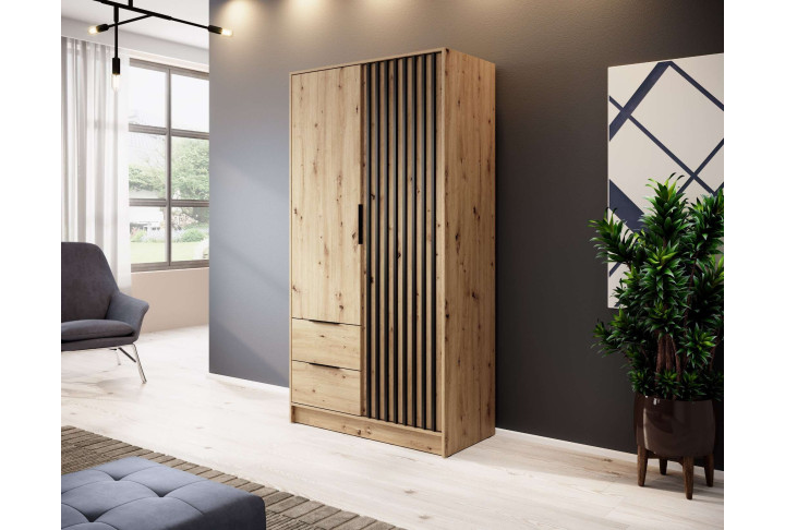 ARTISAN 2D Kleiderschrank – Modernes Design mit Lamellenfront, 105 cm