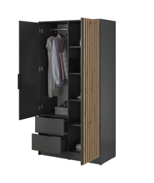 ARTISAN 2D Kleiderschrank – Modernes Design mit Lamellenfront, 105 cm