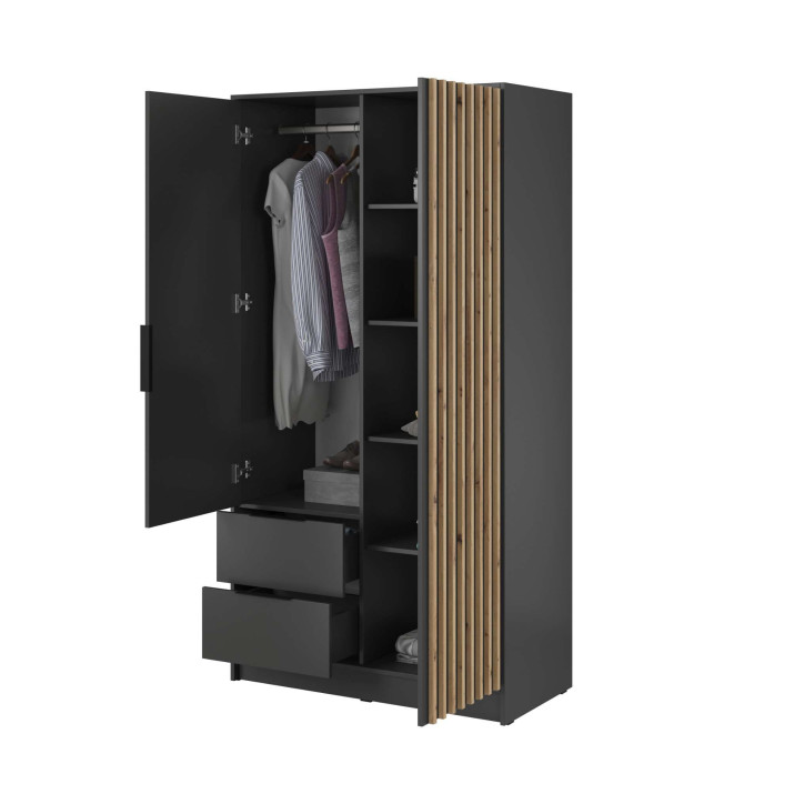 ARTISAN 2D Kleiderschrank – Modernes Design mit Lamellenfront, 105 cm