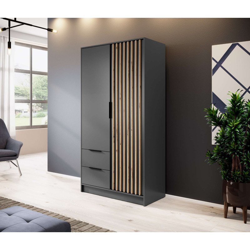 ARTISAN 2D Kleiderschrank – Modernes Design mit Lamellenfront, 105 cm