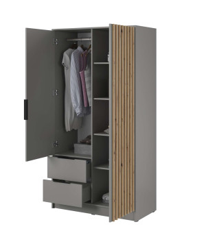 ARTISAN 2D Kleiderschrank – Modernes Design mit Lamellenfront, 105 cm