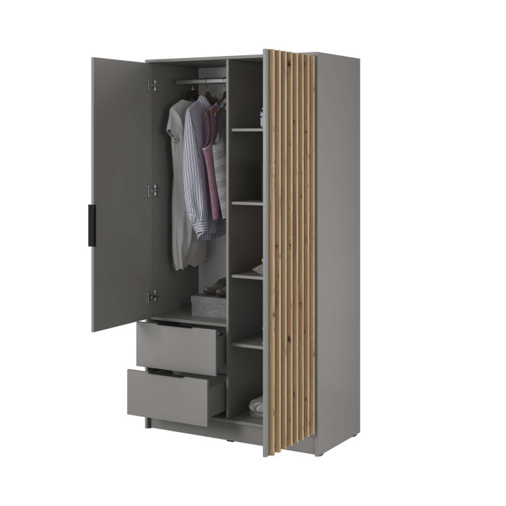 ARTISAN 2D Kleiderschrank – Modernes Design mit Lamellenfront, 105 cm