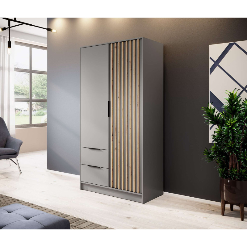 ARTISAN 2D Kleiderschrank – Modernes Design mit Lamellenfront, 105 cm