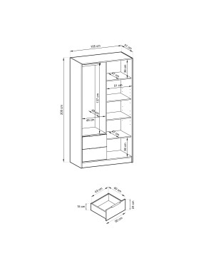 ARTISAN 2D Kleiderschrank – Modernes Design mit Lamellenfront, 105 cm