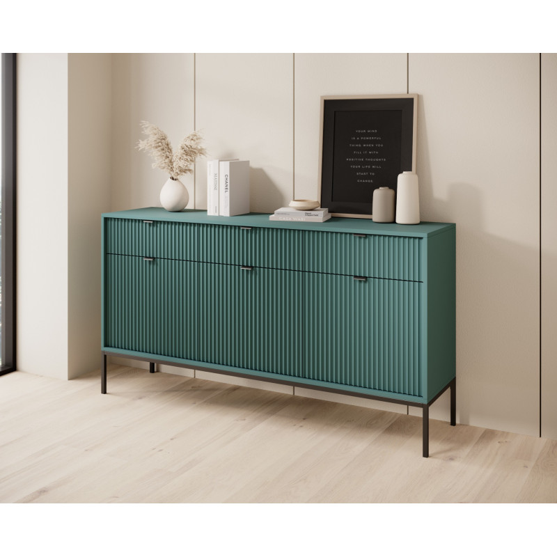 Visanna Sideboard 154 cm – Dreitürige Kommode mit Schubladen & Stauraum