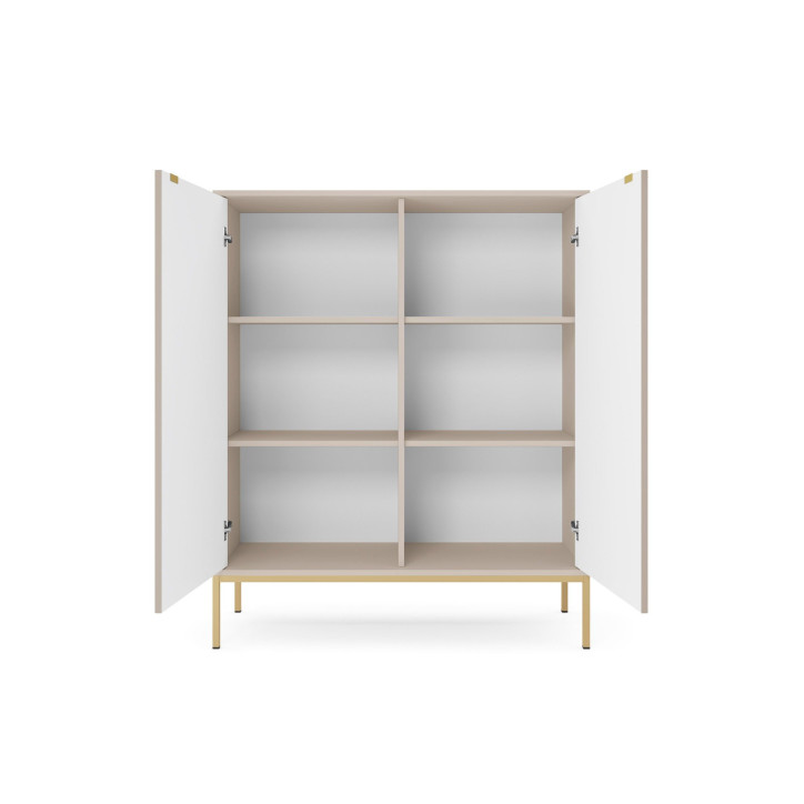 Sideboard 100 cm Visanna – Zweitürige Kommode mit Beinen & geriffelten Fronten