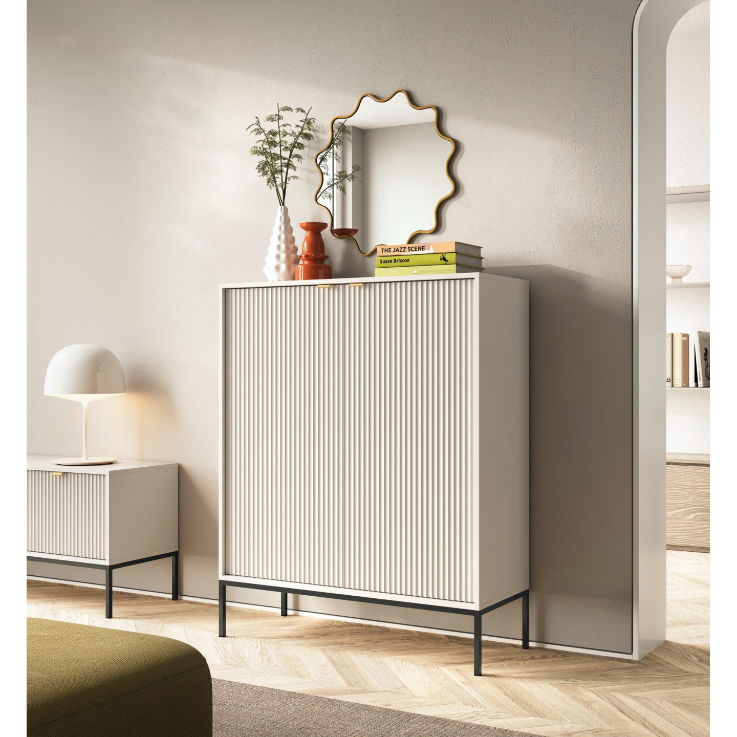 Sideboard 100 cm Visanna – Zweitürige Kommode mit Beinen