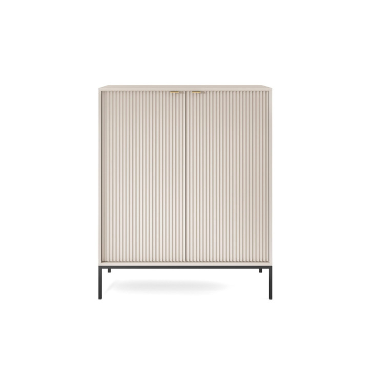 Sideboard 100 cm Visanna – Zweitürige Kommode mit Beinen & geriffelten Fronten