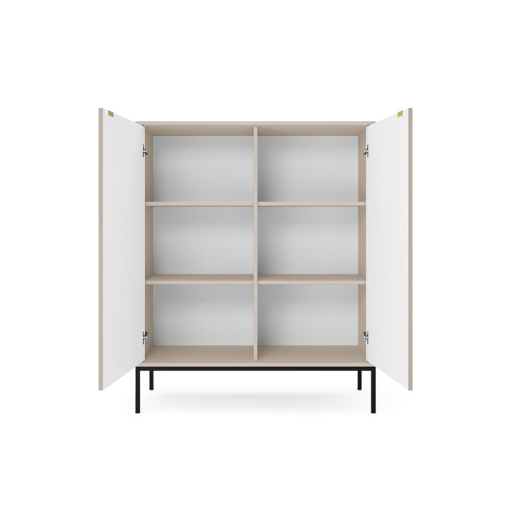 Sideboard 100 cm Visanna – Zweitürige Kommode mit Beinen & geriffelten Fronten