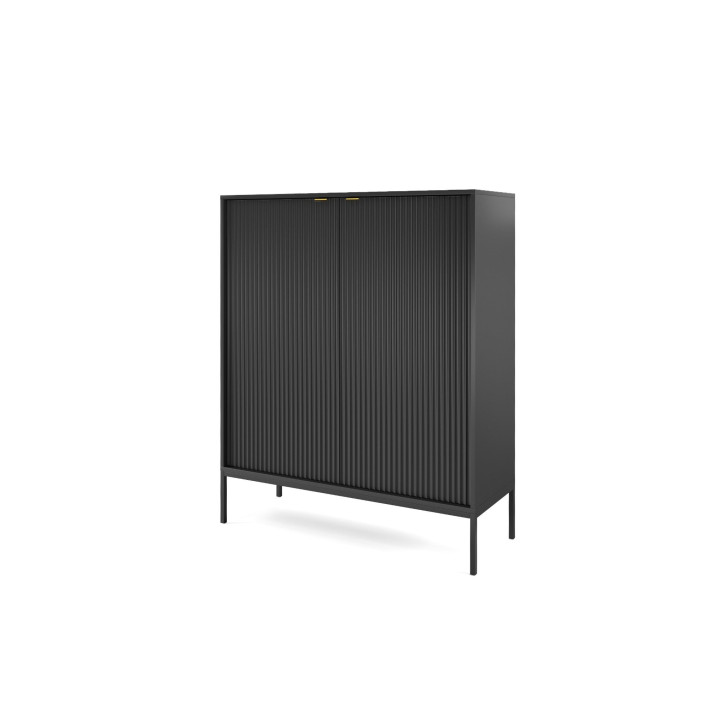 Sideboard 100 cm Visanna – Zweitürige Kommode mit Beinen & geriffelten Fronten