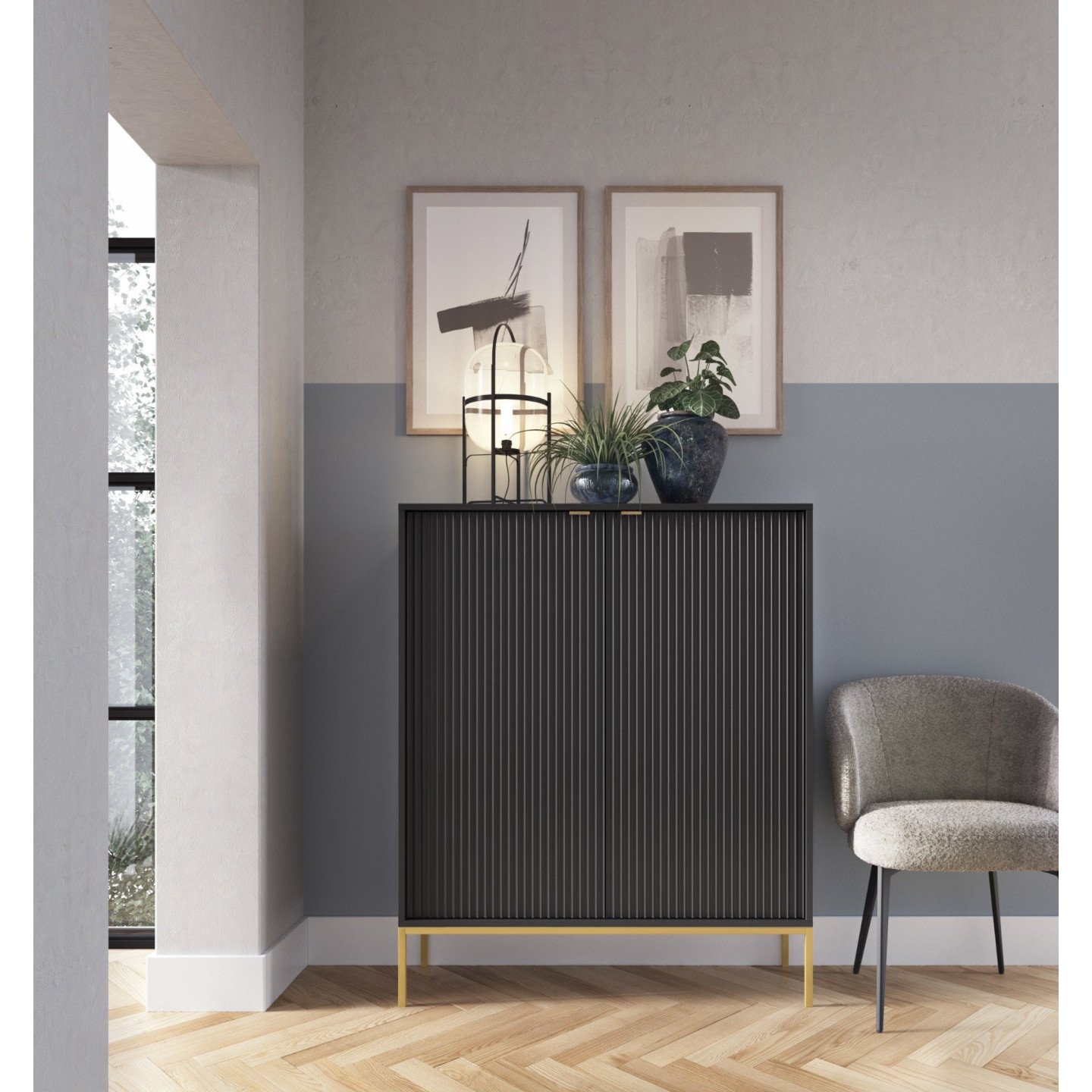 Sideboard 100 cm Visanna – Zweitürige Kommode mit Beinen