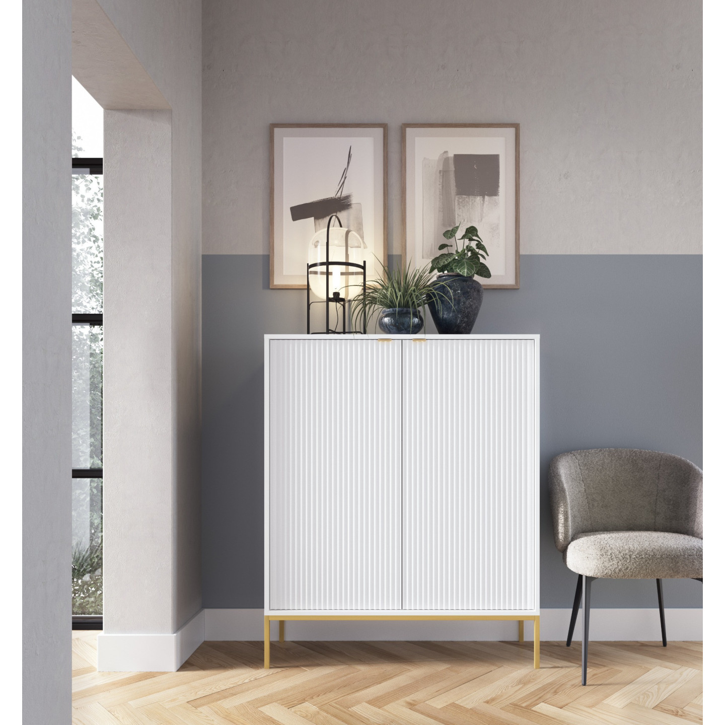 Sideboard 100 cm Visanna – Zweitürige Kommode mit Beinen