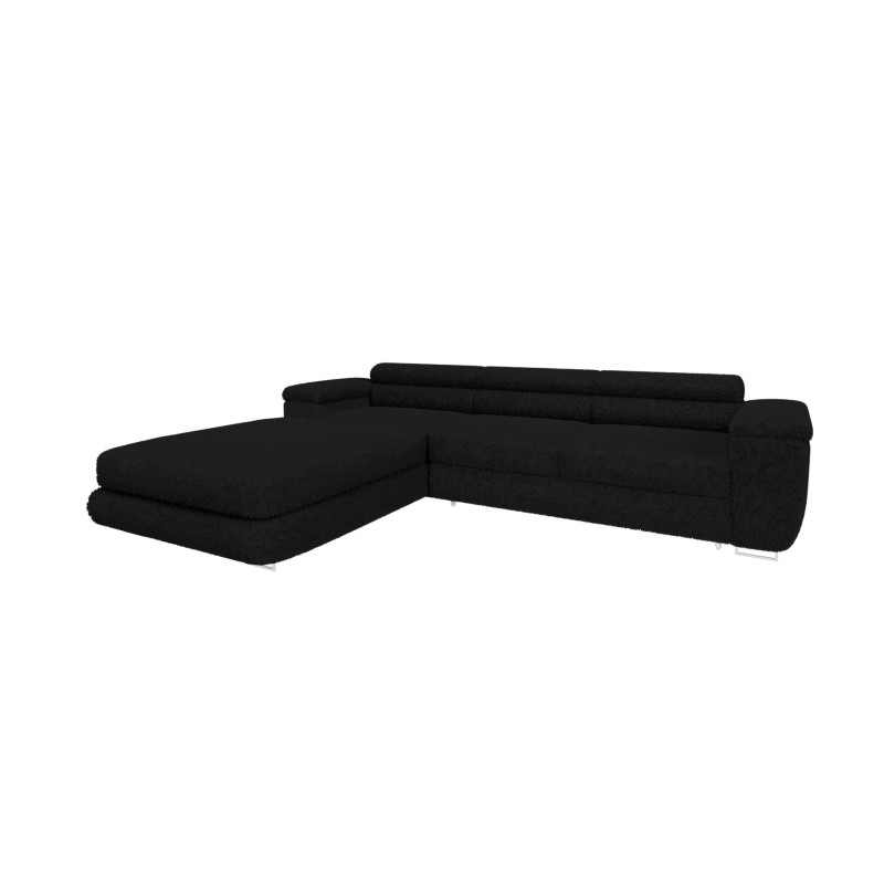 Ecksofa BONJOUR – Bouclé, Schlaffunktion, Bettkasten & Kopfstützen