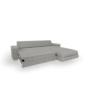 Ecksofa BONJOUR – Bouclé, Schlaffunktion, Bettkasten & Kopfstützen