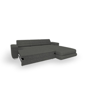 Ecksofa BONJOUR – Bouclé, Schlaffunktion, Bettkasten & Kopfstützen