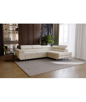 RIVIA Designer-Ecksofa L-Form mit Schlaffunktion, Bettkasten & verstellbaren Kopfstützen