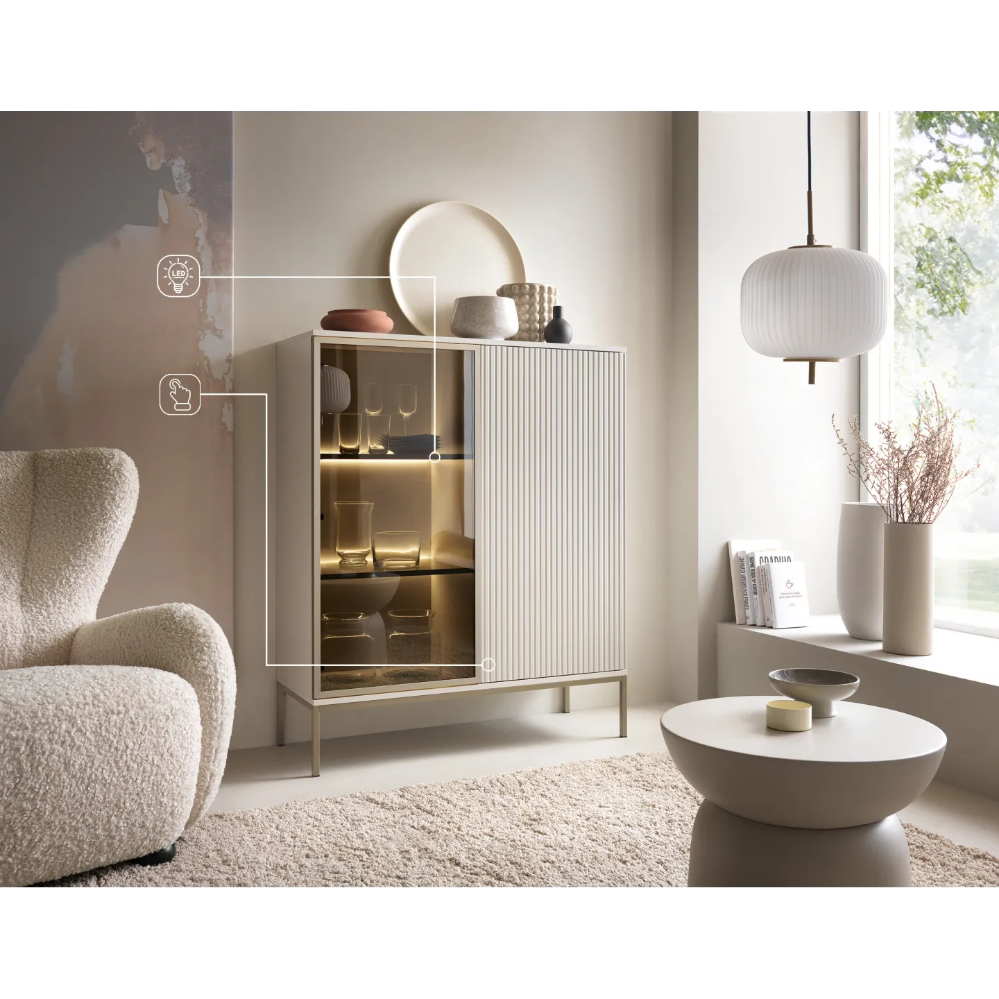 Kaschmir Highboard ST104 – Modernes Highboard mit LED