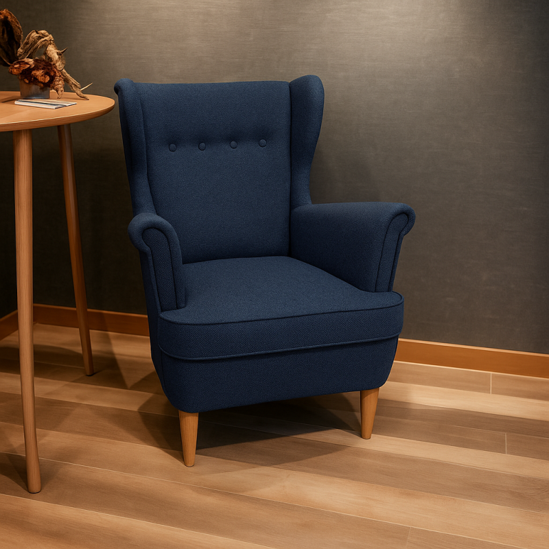 Molly Ohrensessel – Skandinavischer Polstersessel mit Knopfheftung