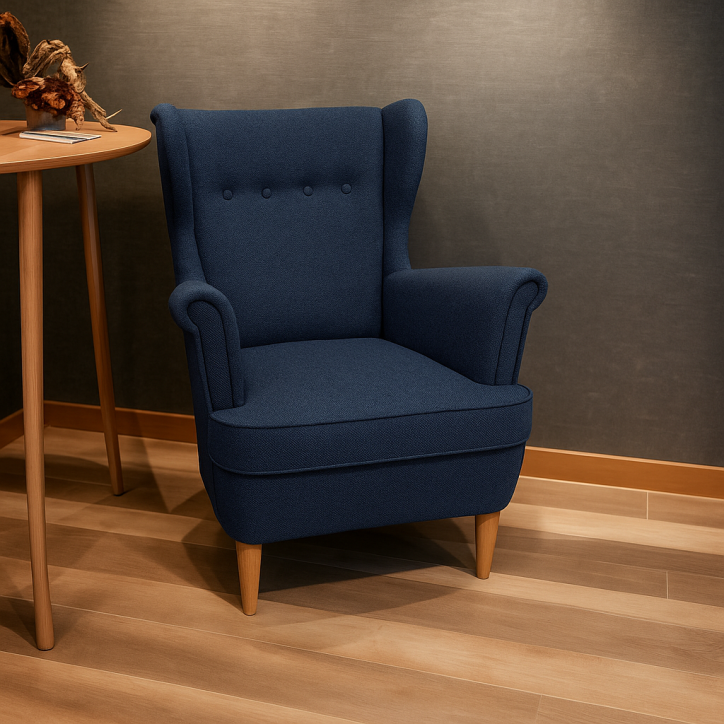 Molly Ohrensessel – Skandinavischer Polstersessel mit Knopfheftung