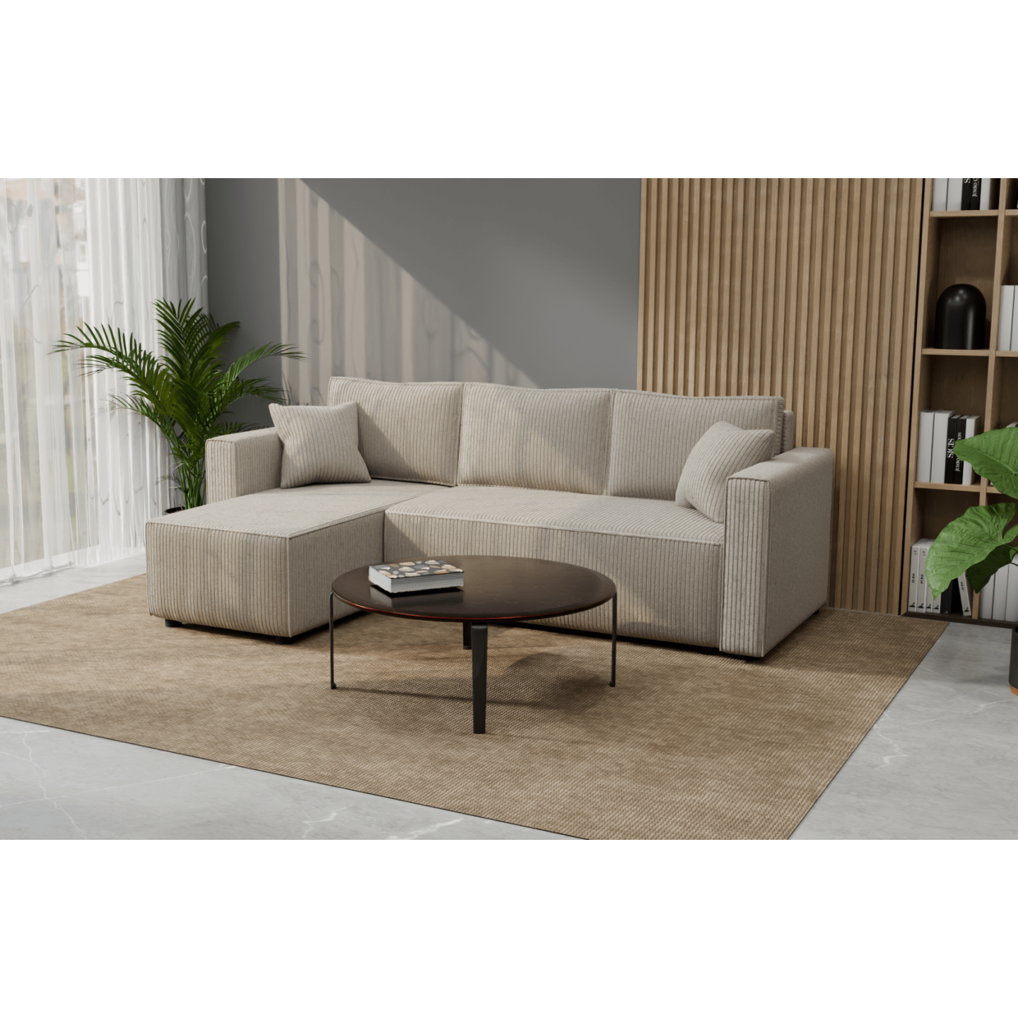 Cord Ecksofa „Gabriel“ mit Schlaffunktion & Bettkasten Cord Sofa klein