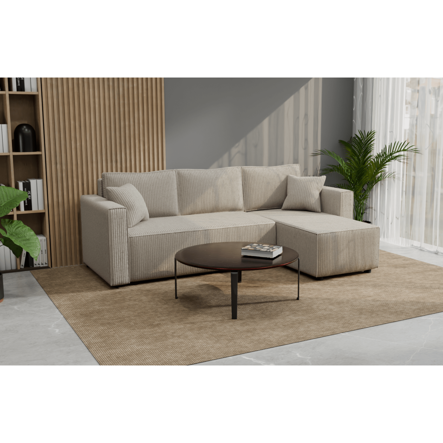 Cord Ecksofa „Gabriel“ mit Schlaffunktion & Bettkasten Cord Sofa klein