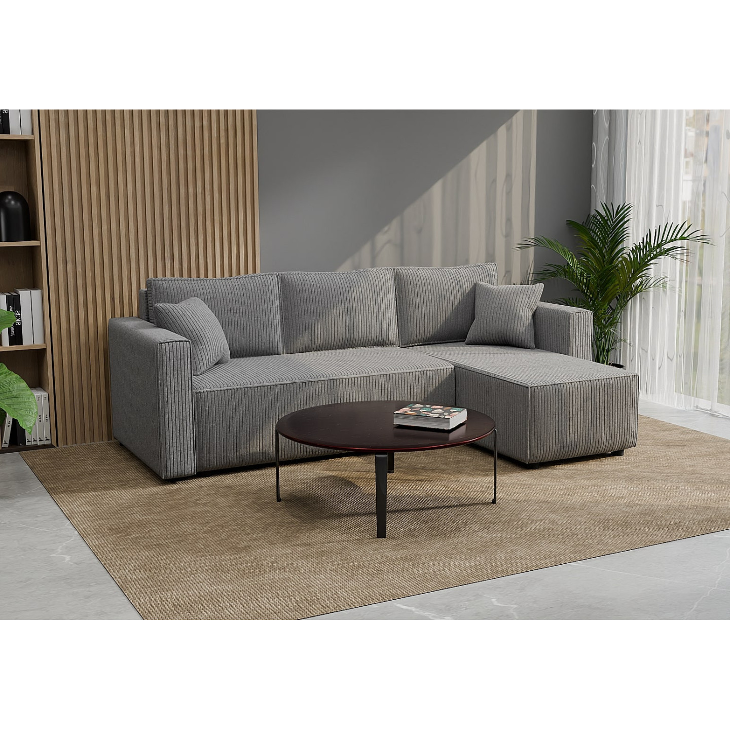 Cord Ecksofa „Gabriel“ mit Schlaffunktion & Bettkasten Cord Sofa klein