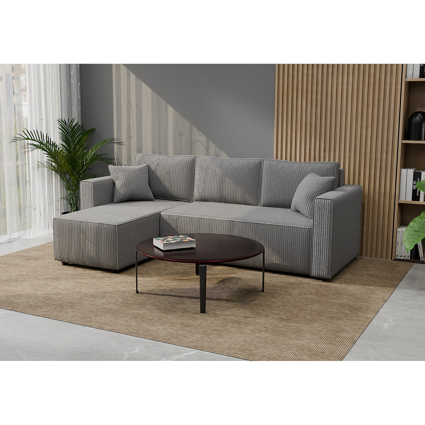 Cord Ecksofa „Gabriel“ mit Schlaffunktion & Bettkasten Cord Sofa klein