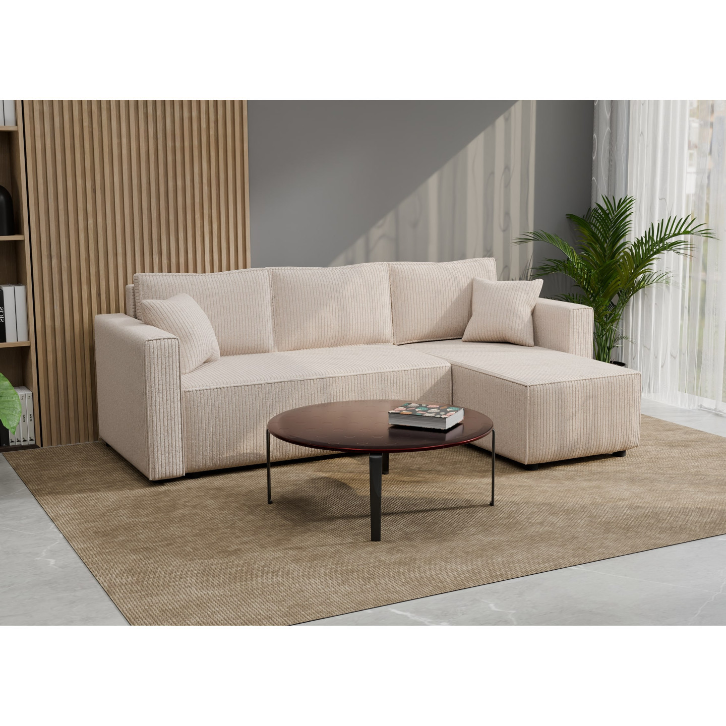 Cord Ecksofa „Gabriel“ mit Schlaffunktion & Bettkasten Cord Sofa klein