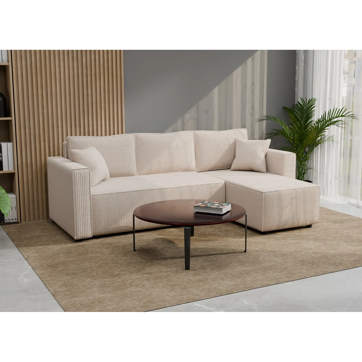 Cord Ecksofa „Gabriel“ mit Schlaffunktion & Bettkasten Cord Sofa klein
