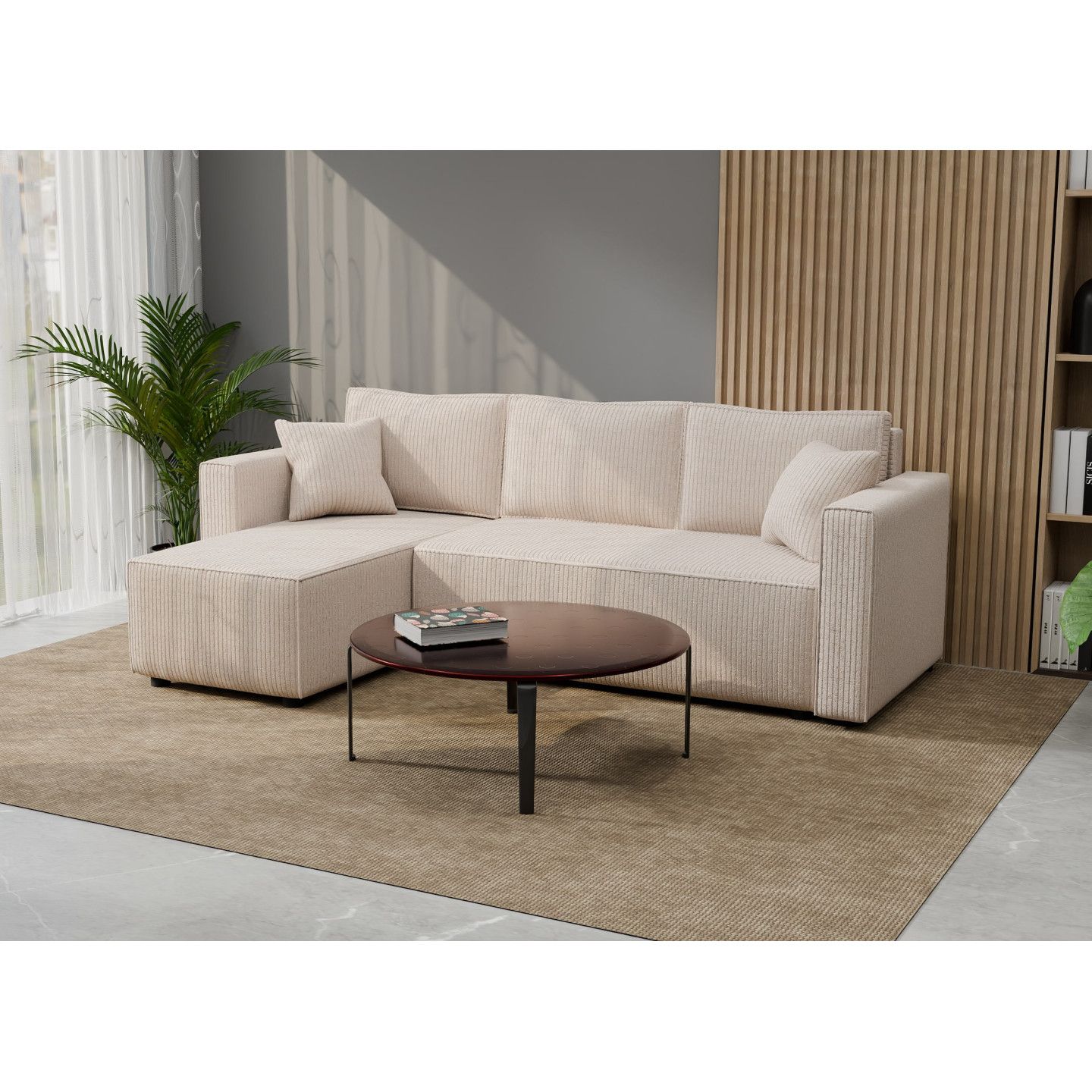 Cord Ecksofa „Gabriel“ mit Schlaffunktion & Bettkasten Cord Sofa klein