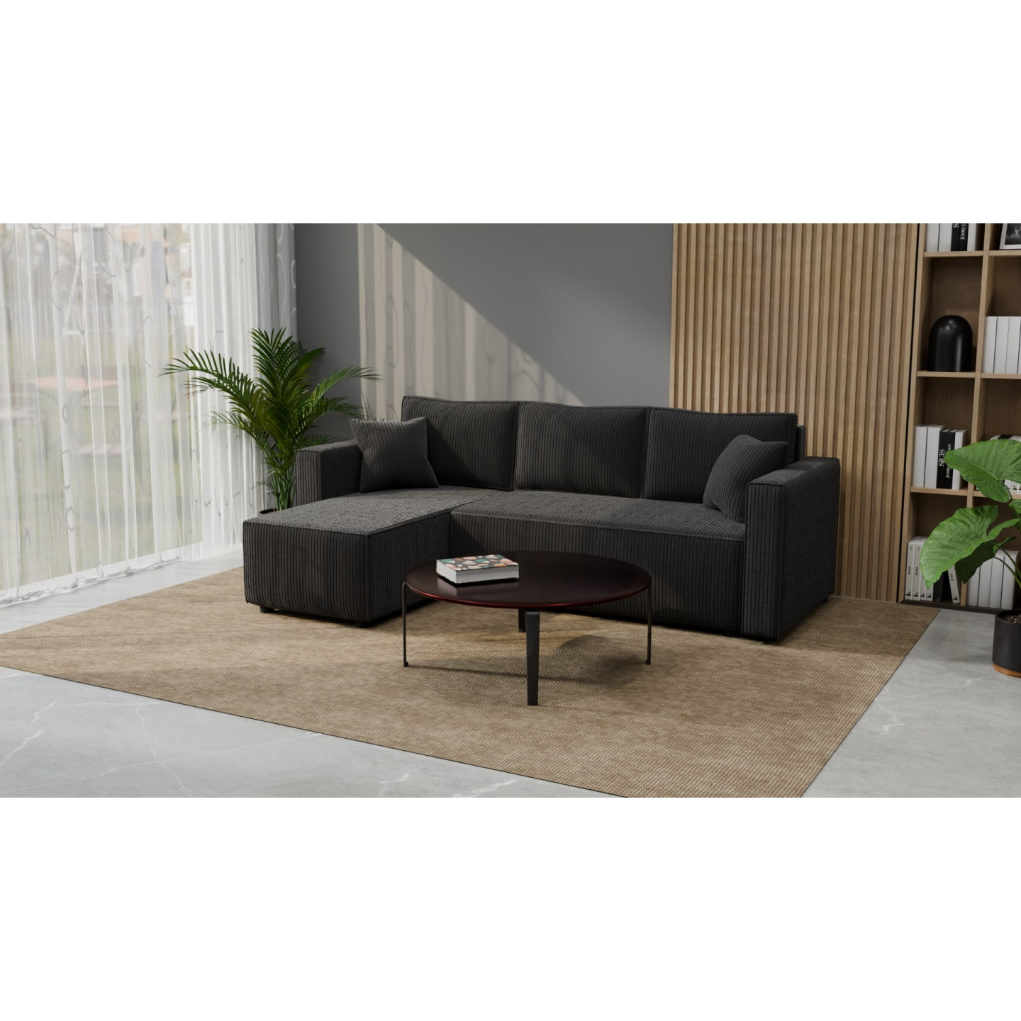 Cord Ecksofa „Gabriel“ mit Schlaffunktion & Bettkasten Cord Sofa klein