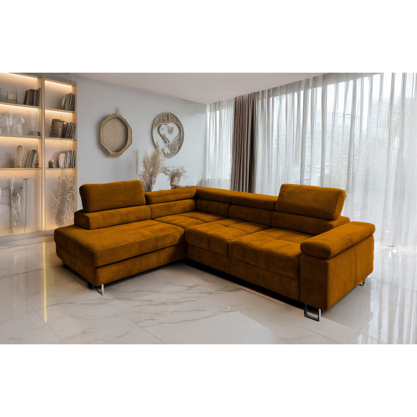 Cord Ecksofa VOYAGE mit Schlaffunktion & Bettkasten | Goldstoff24