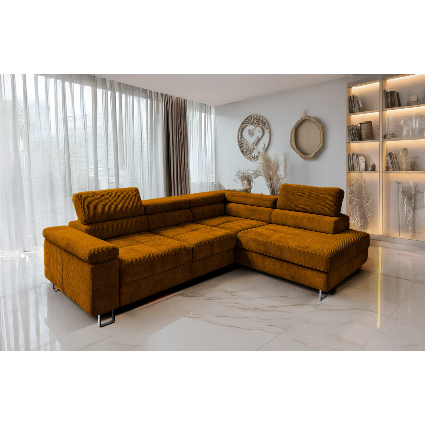 Cord Ecksofa VOYAGE mit Schlaffunktion & Bettkasten | Goldstoff24