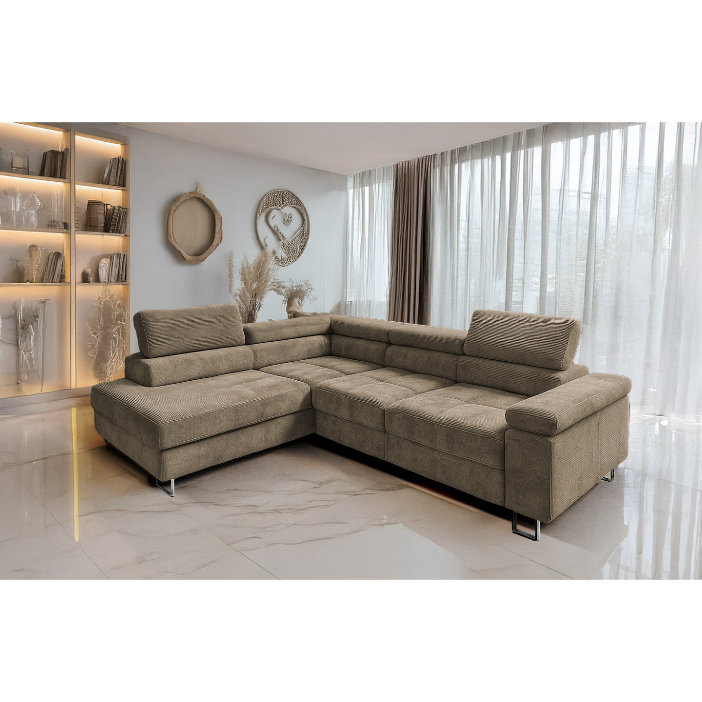 Cord Ecksofa VOYAGE mit Schlaffunktion & Bettkasten | Goldstoff24