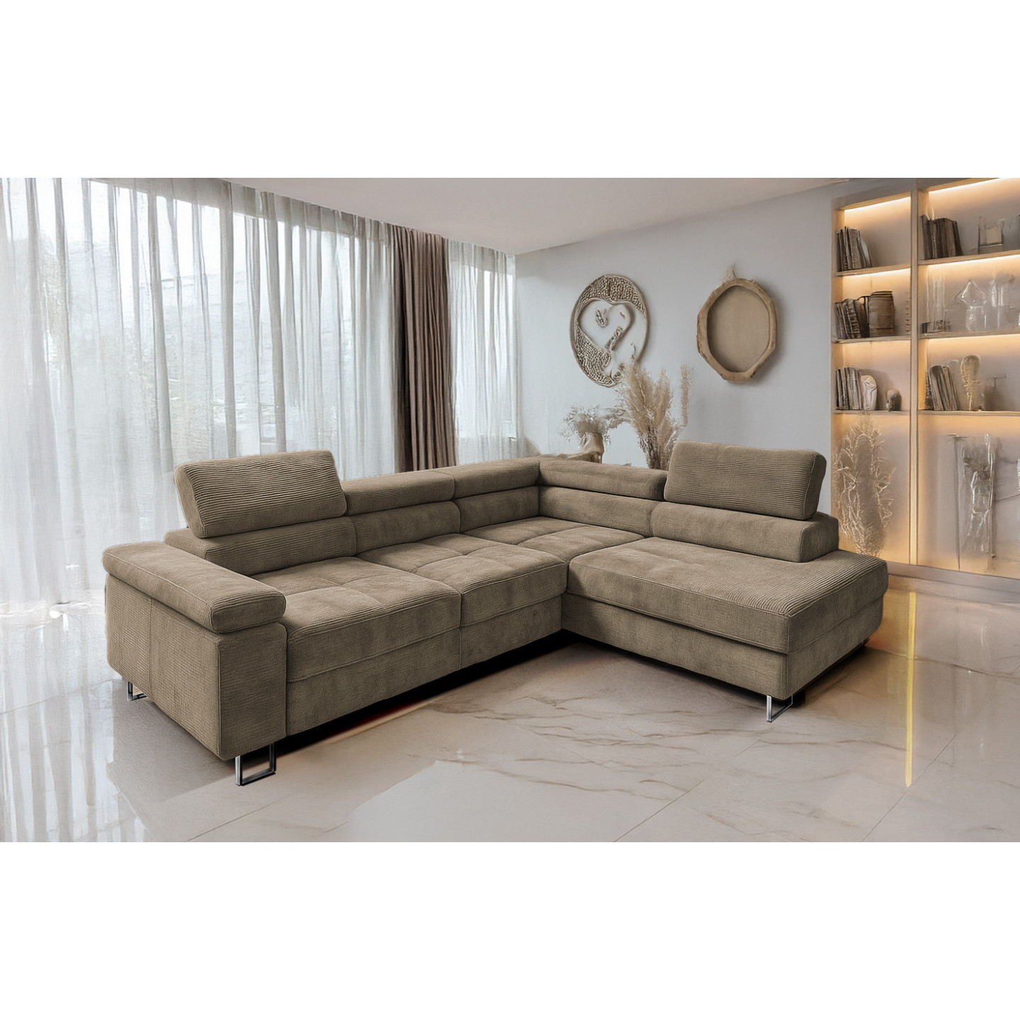 Cord Ecksofa VOYAGE mit Schlaffunktion & Bettkasten | Goldstoff24