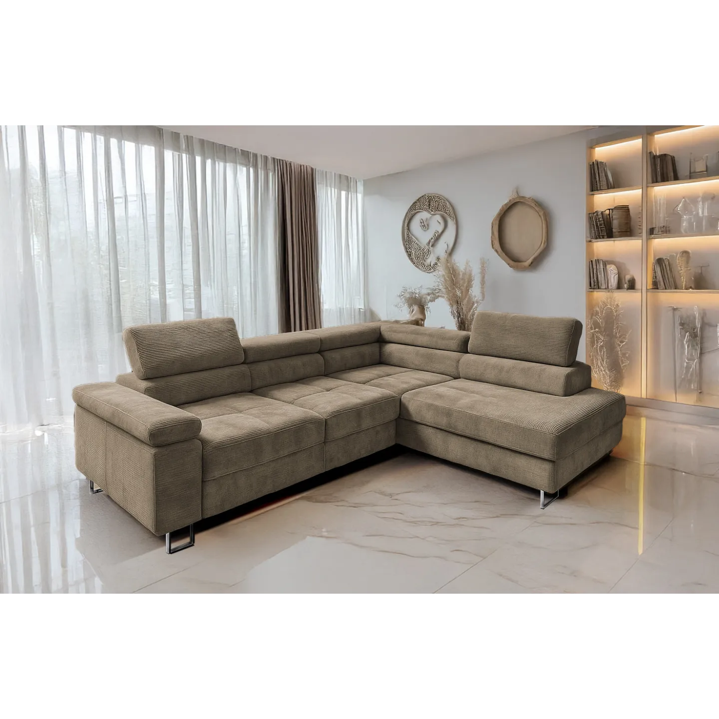 Cord Ecksofa VOYAGE mit Schlaffunktion & Bettkasten | Goldstoff24