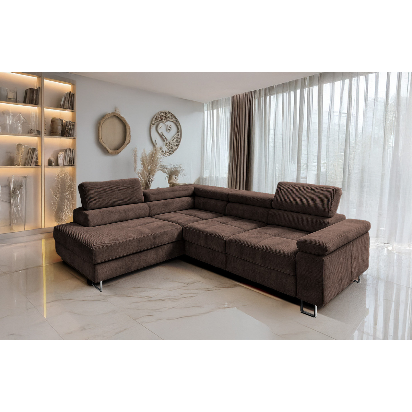 Cord Ecksofa VOYAGE mit Schlaffunktion & Bettkasten | Goldstoff24