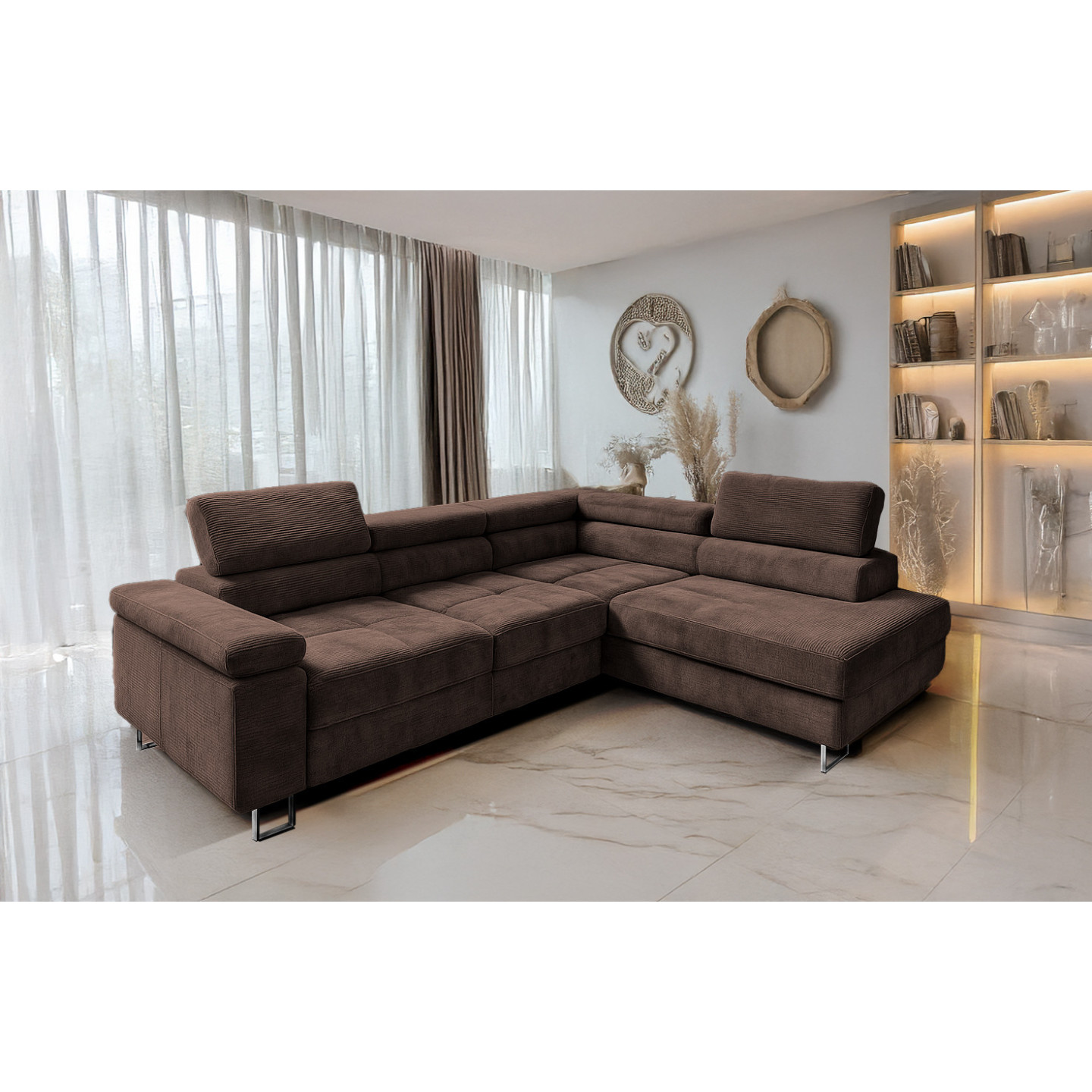 Cord Ecksofa VOYAGE mit Schlaffunktion & Bettkasten | Goldstoff24