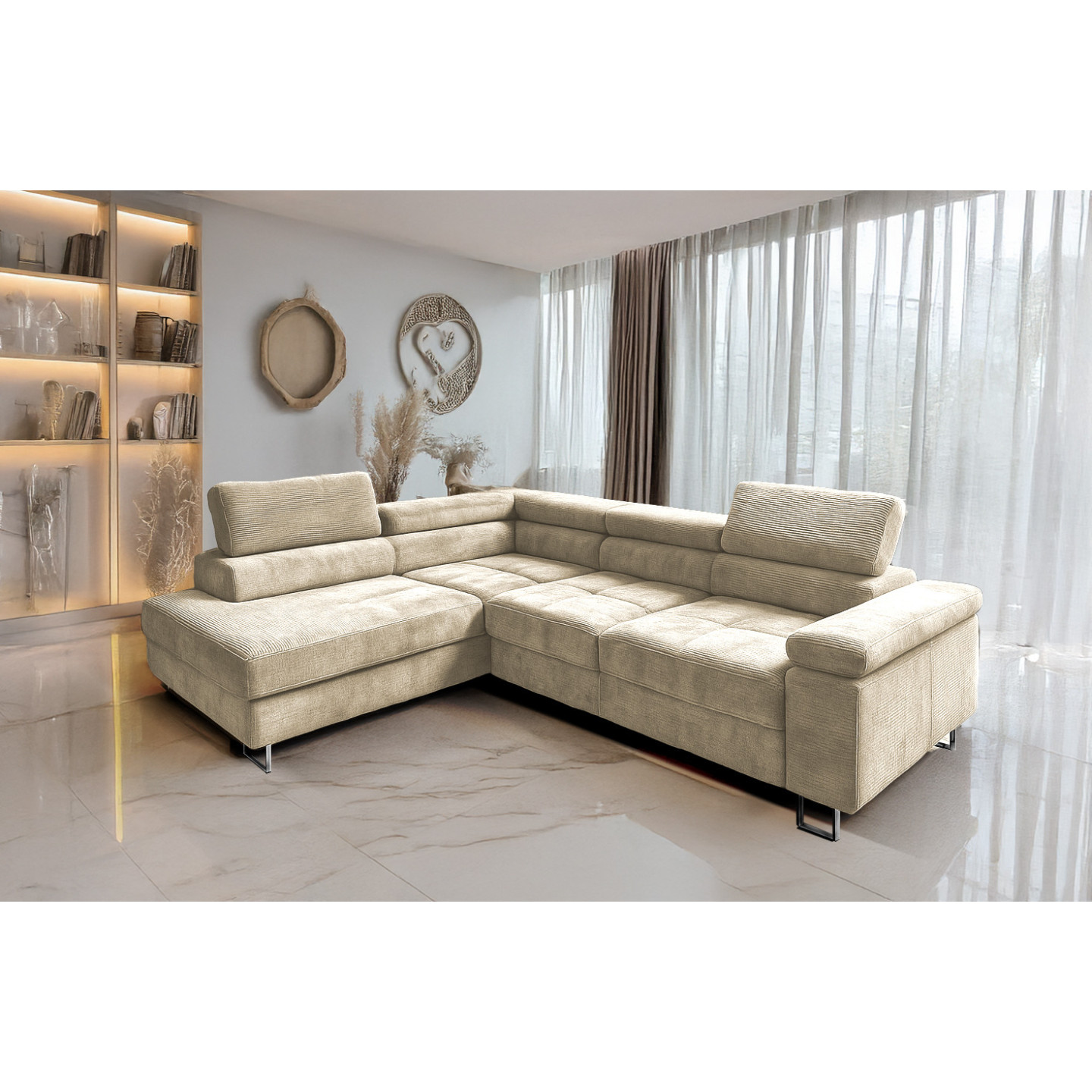 Cord Ecksofa VOYAGE mit Schlaffunktion & Bettkasten | Goldstoff24