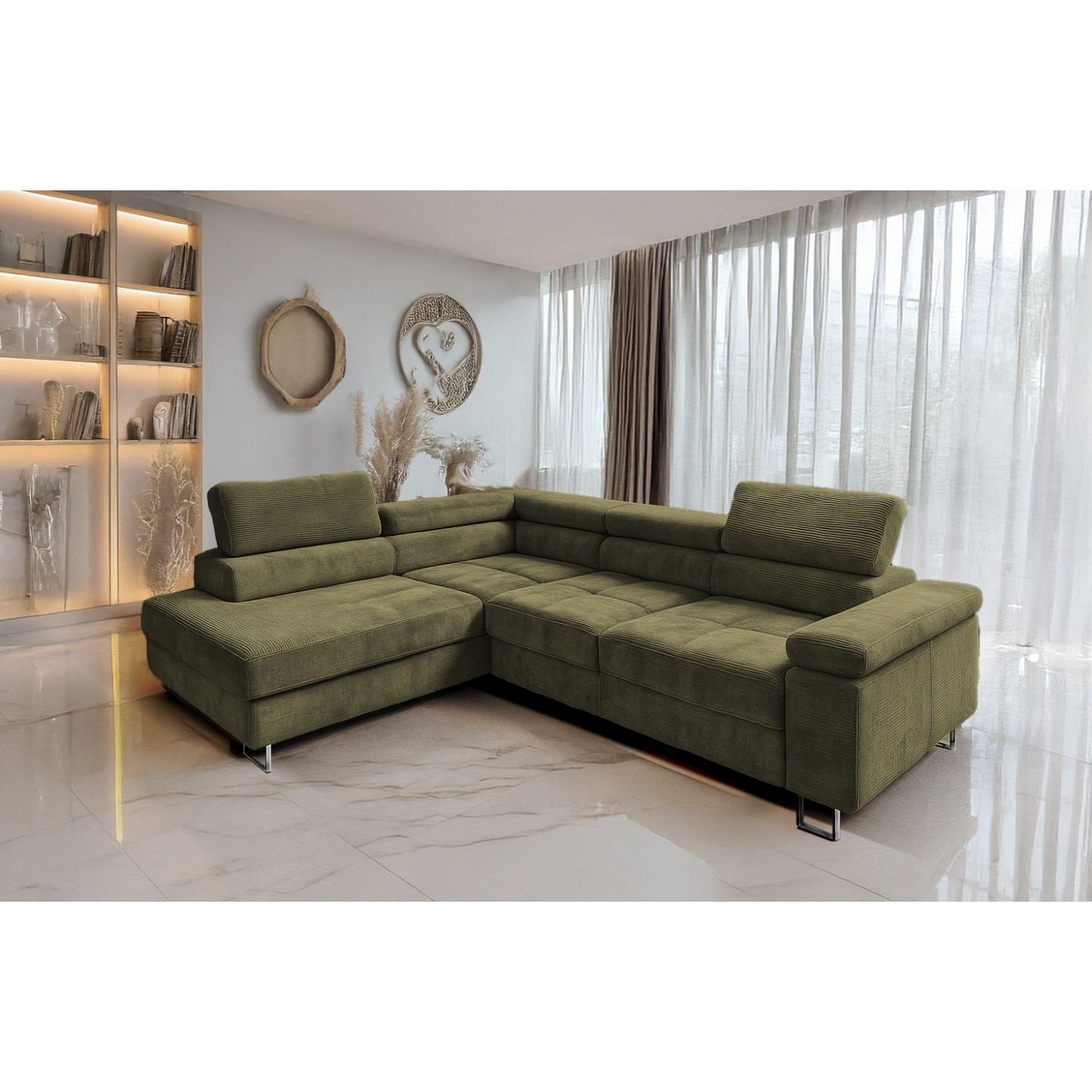 Cord Ecksofa VOYAGE mit Schlaffunktion & Bettkasten | Goldstoff24