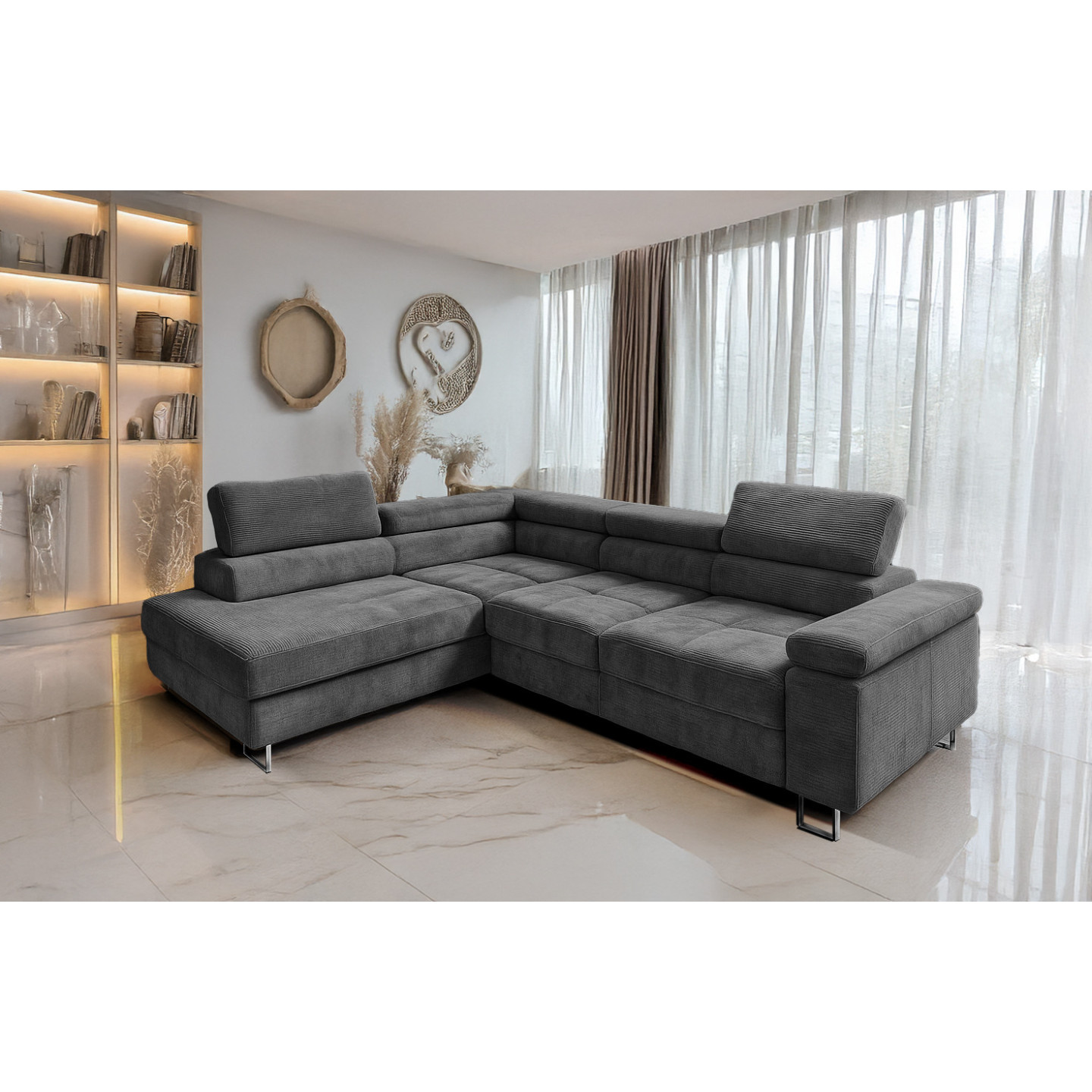 Cord Ecksofa VOYAGE mit Schlaffunktion & Bettkasten | Goldstoff24