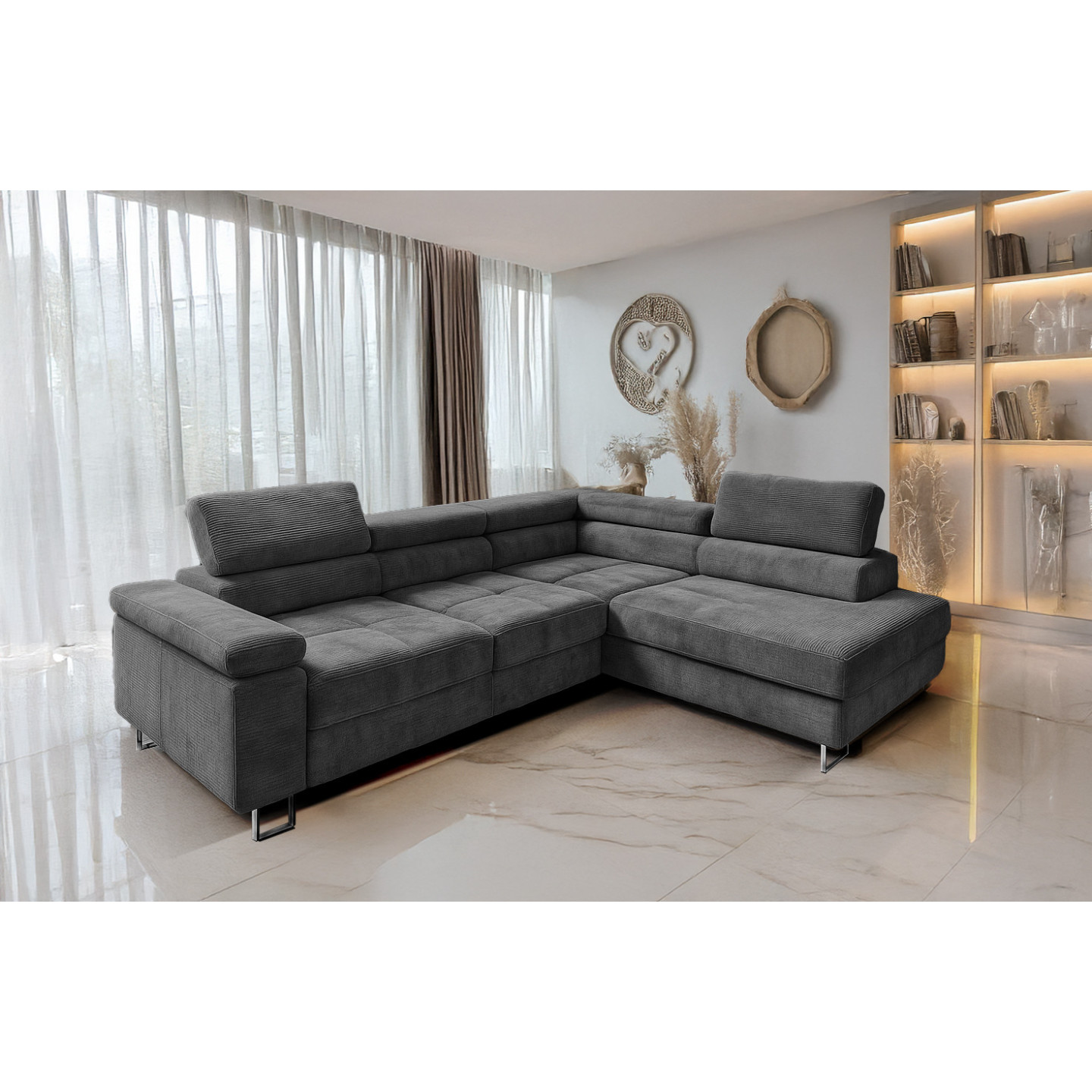 Cord Ecksofa VOYAGE mit Schlaffunktion & Bettkasten | Goldstoff24