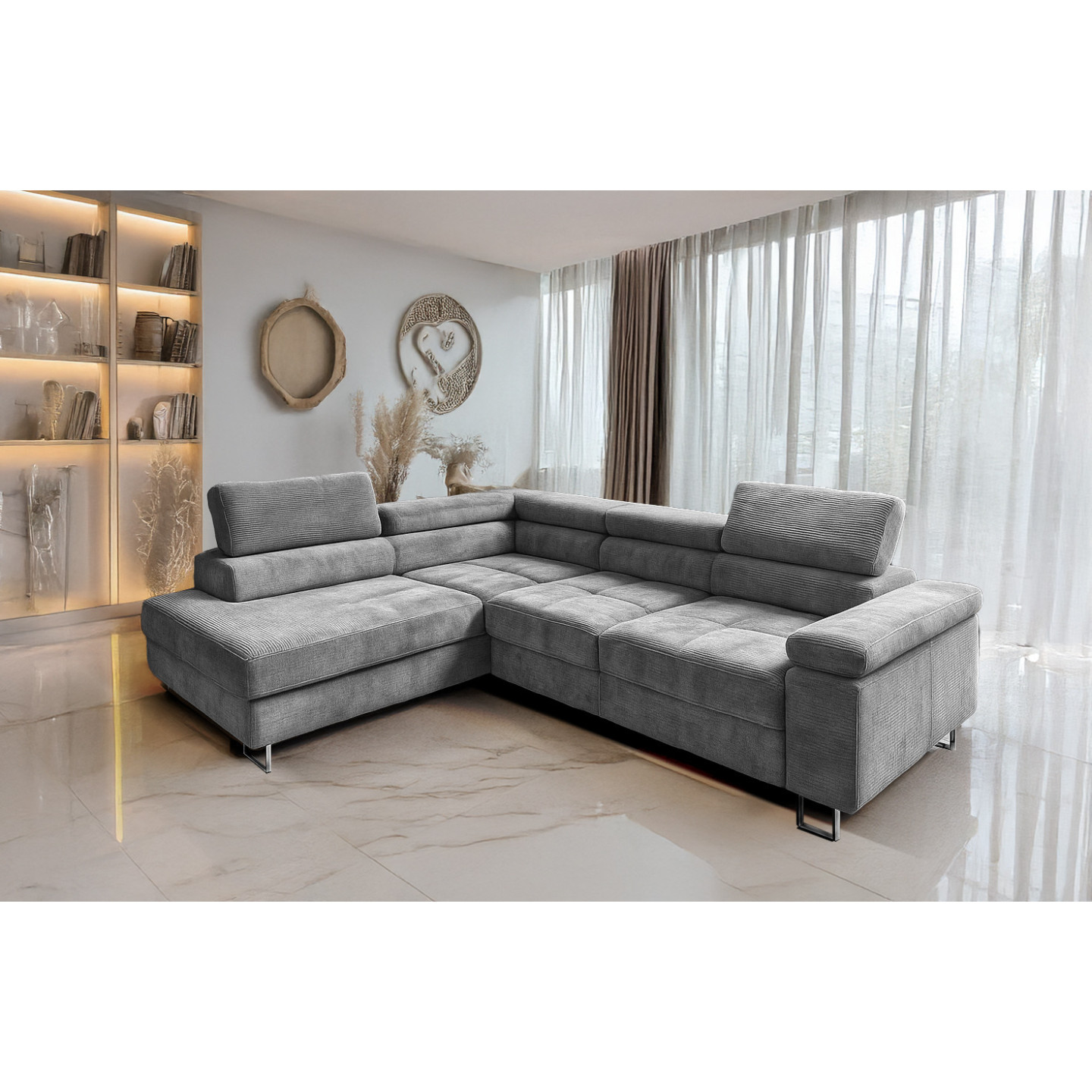 Cord Ecksofa VOYAGE mit Schlaffunktion & Bettkasten | Goldstoff24