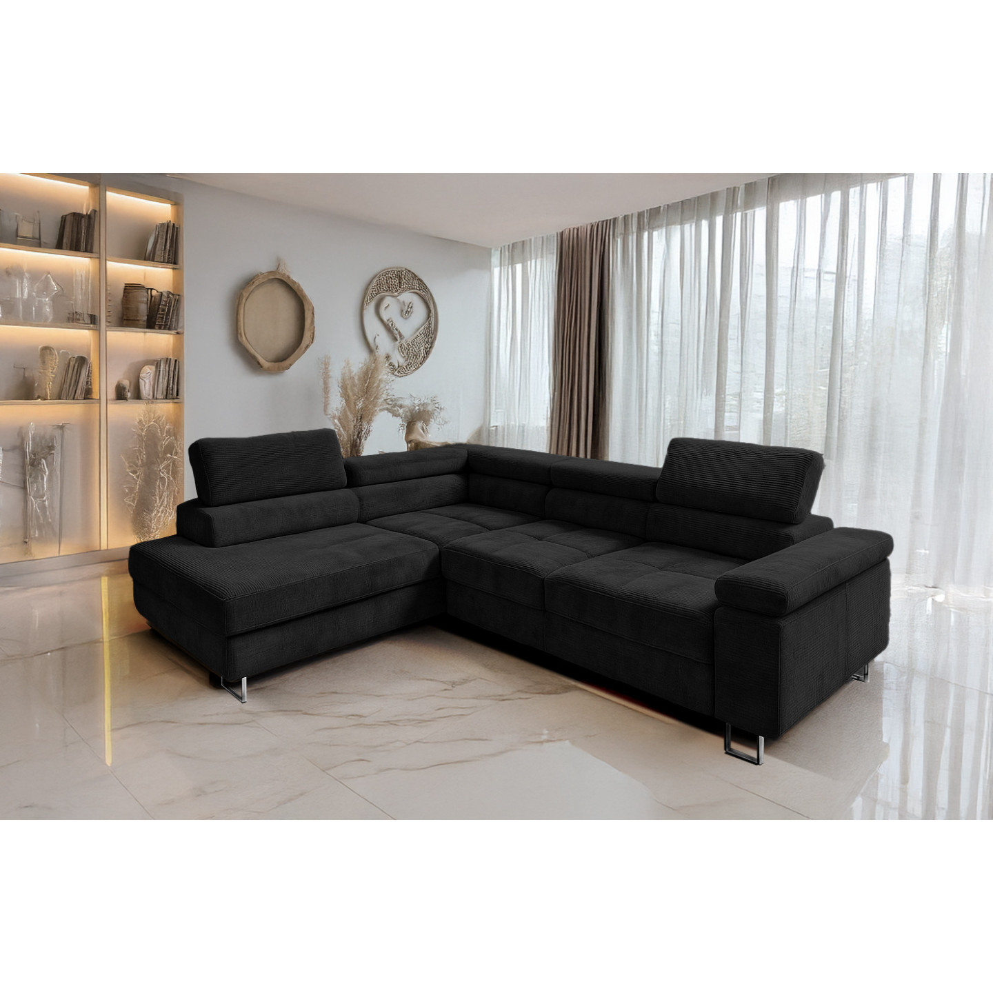 Cord Ecksofa VOYAGE mit Schlaffunktion & Bettkasten | Goldstoff24